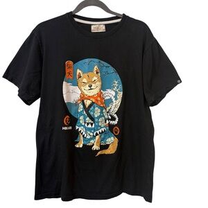 Hikari Shiba Inu Japanese art graphic tee black unisex XL streetwear